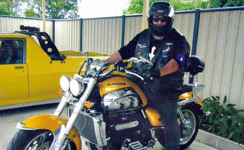 Tony Hodgon as people will remember him on his favourite bike. Tony Hodgon as people will remember him on his favourite bike.